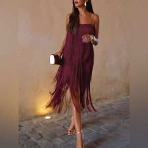COMMENSE Florence Fringed Open Back‎ Short Dress size S